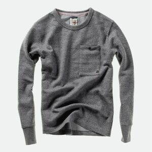 RELWEN Surfmesh Dark Grey Marl Crew Neck Pocket Long Sleeve Sweatshirt Large
